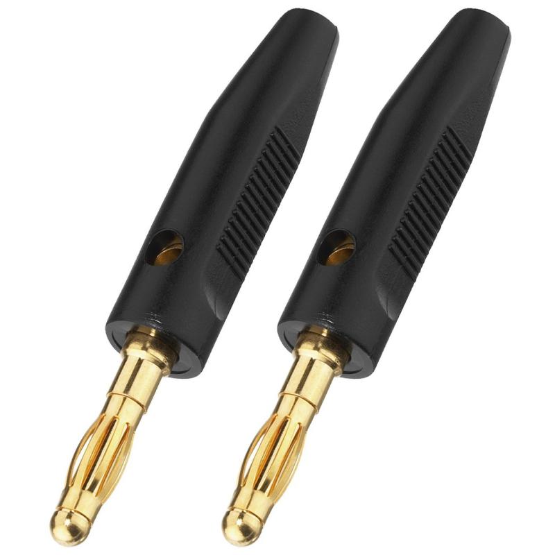 Guldbelagte Bananstik 4mm Sort 2stk - Stærk Forbindelse BP-30G/SW