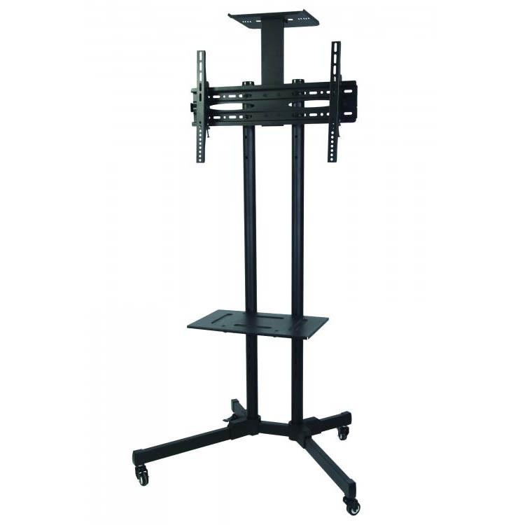SBox FS-401 Tv gulvstander med hjul og hylde - Sort