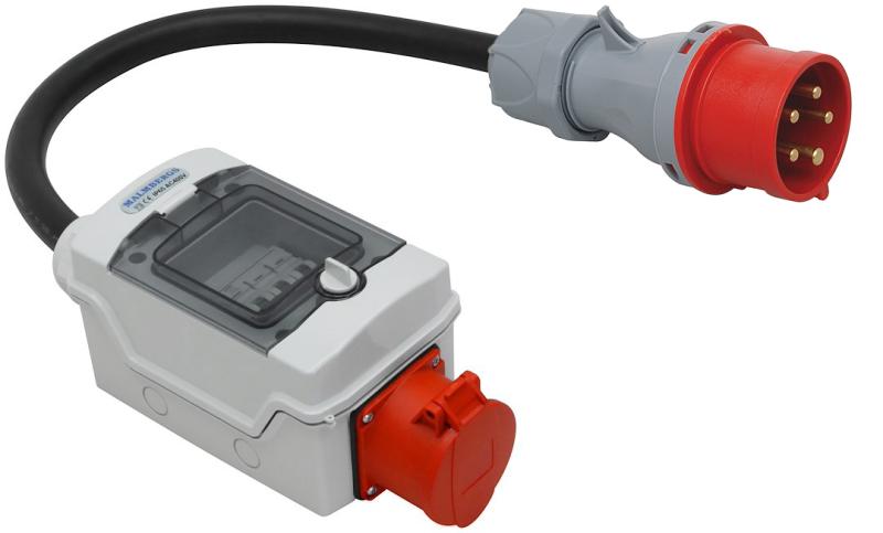 32A - 16A overgangs adaptor med forsikring