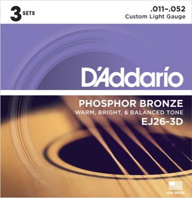 D'Addario EJ26-3D 3 pack Western guitar strenge 0.11 - 0.52