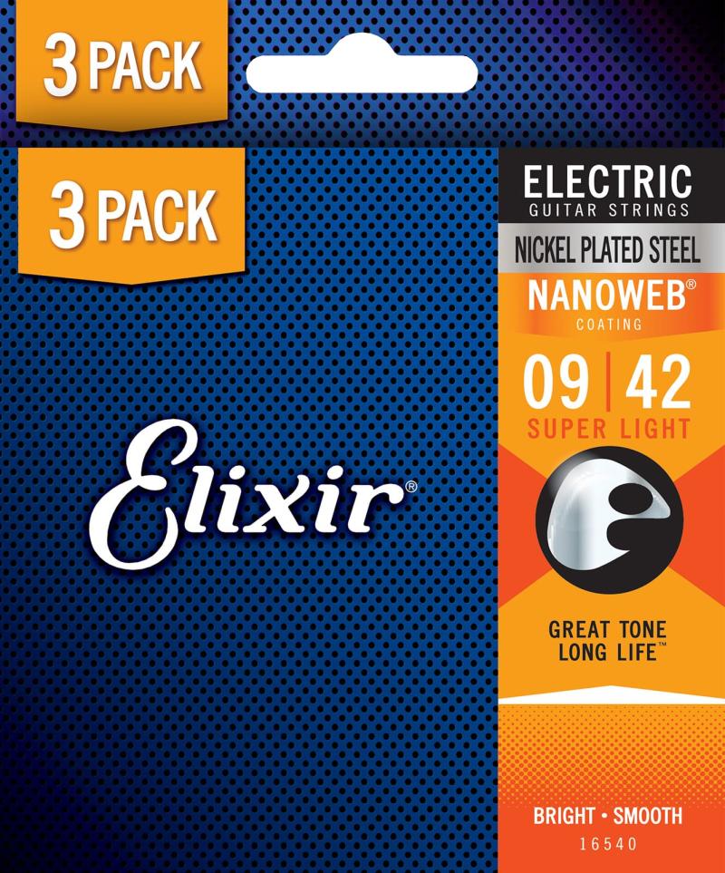 Elixir Nanoweb - El-guitar strenge 009-042 Super Light - 3 Pack
