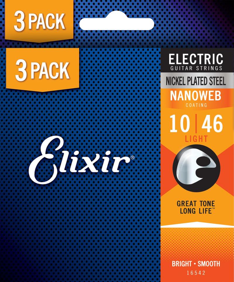 Elixir Nanoweb - El-guitar strenge 010-046 Light - 3 Pack