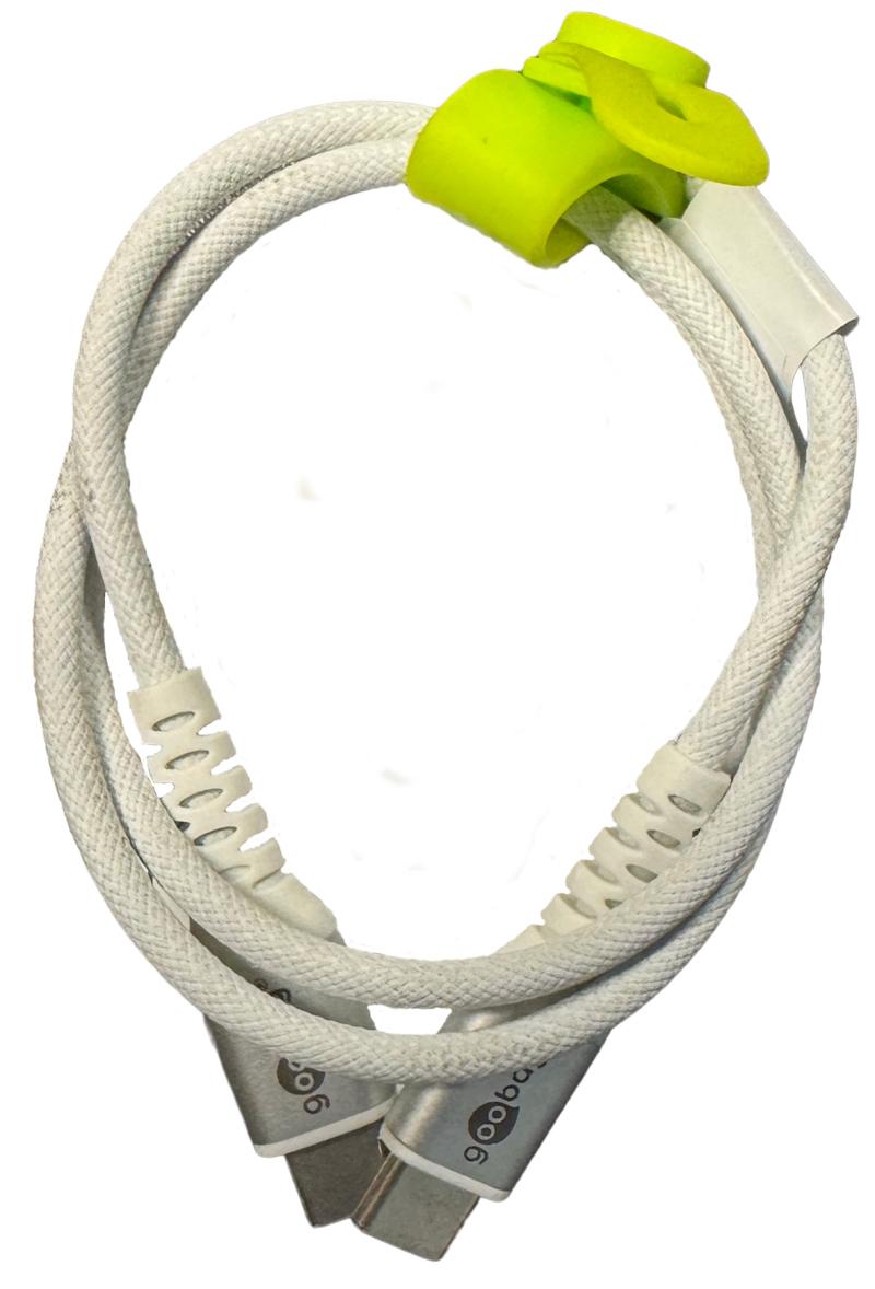 Goobay USB-C 2.0 Supersoft Tekstilkabel, 3A -  Hvid 0,5 meter