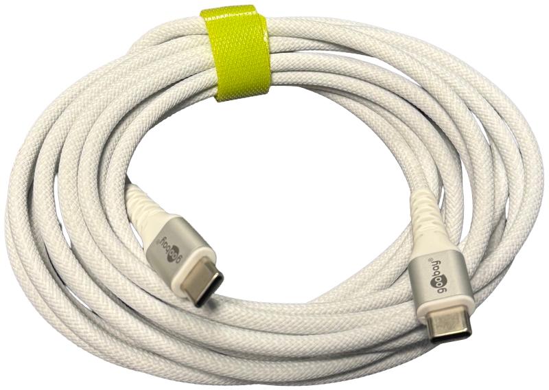 Goobay USB-C 2.0 Supersoft Tekstilkabel, 3A -  Hvid 3 meter