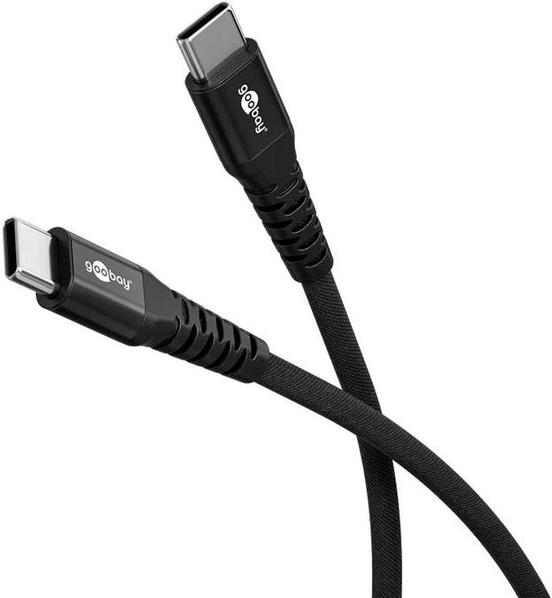 Goobay USB-C 2.0 Supersoft Tekstilkabel 3A - Sort 0,5 meter