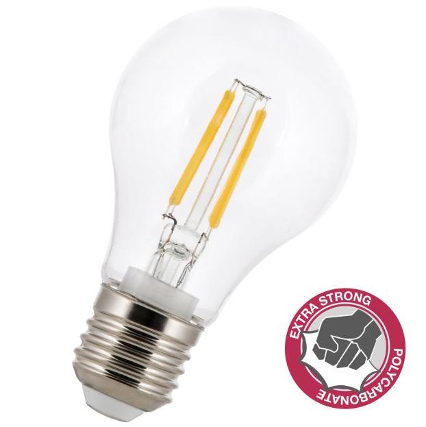 Bailey lights - A60 Filament LED pære - 240V 4W, E27 (2700K) - Klar slagfast plast