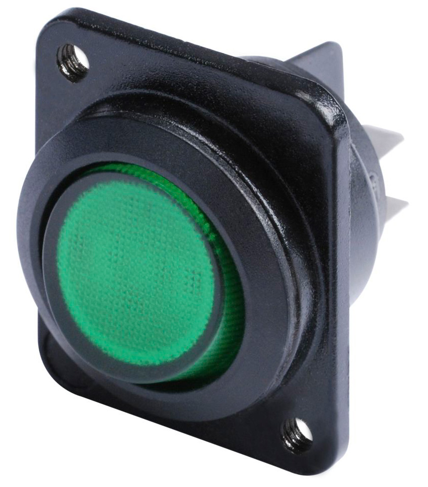Hicon 2-pole on/off switch med grøn lys - D-Size