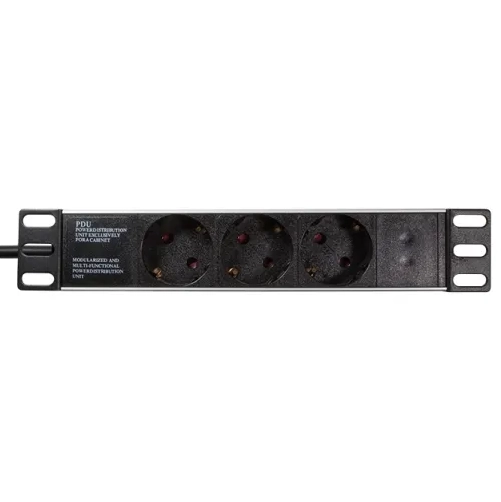 LogiLink PDU3B01 Rack strømskinne 3x Schuko udtag - 10"/1unit