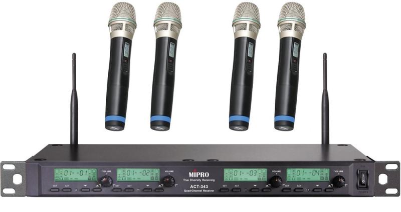 MIPRO ACT343-5NB Trådløs Modtager 4 Kanals Inkl. Mikrofoner - 518-542MHz