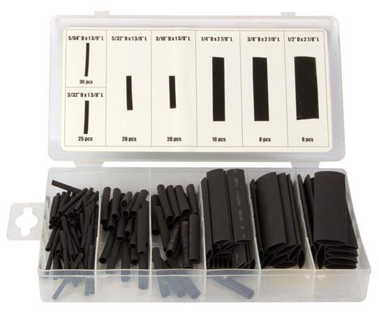 Krympeflex sortiment - Ø2-13mm, 2:1 - Sort (127 stk.)