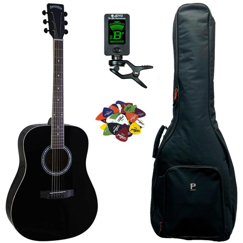 Santana LA-90-V2 - Western guitar pakke - Sort