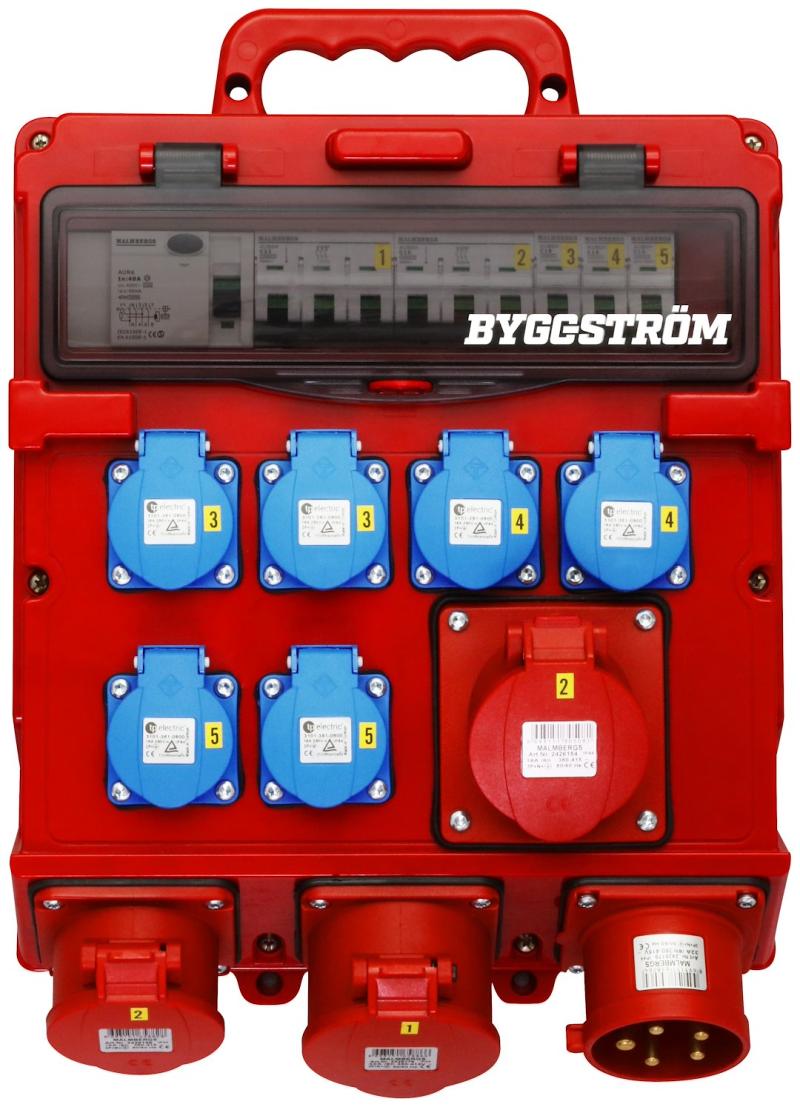 Byggestrømstavle 32A med DK