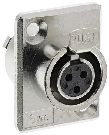 Switchcraft TY3F - Tini-QG "Mini XLR" 3P Han Chassis-stik Nickel