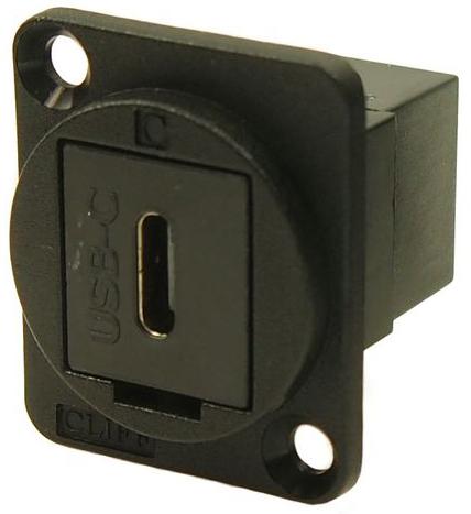 USB-C Hun - Hun D-Size Chassis stik - Sort