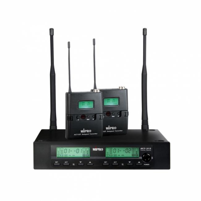 Mipro ACT312B-TT-5NB Trådløs sæt 2 Kanals modtager inkl.  2 lommesendere - 518-542 MHz