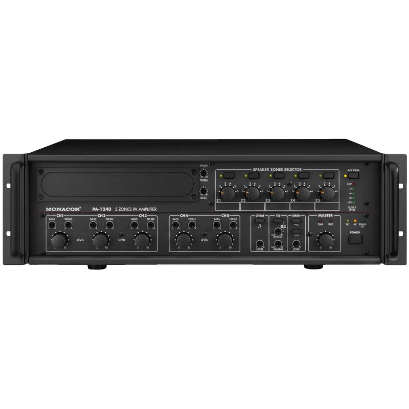 Monacor PA-1240 Forstærker - 240W, 5-Zone, Krystalklar Lyd