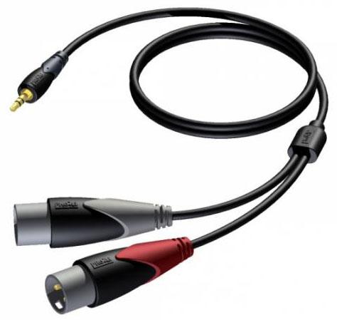 Procab CLA712 - Minijack Han til 2x3pol XLR Han kabel 3 meter