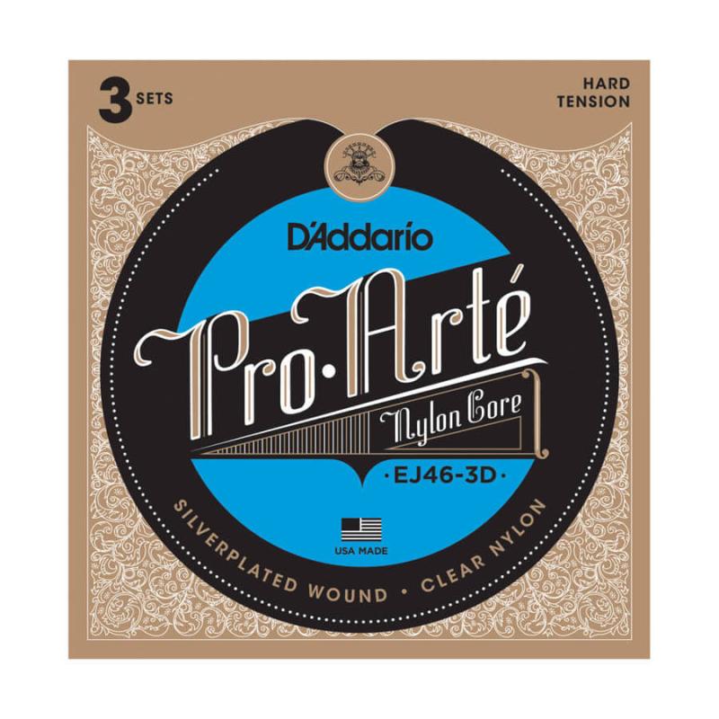 D'Addario EJ46-3D spansk guitar-strenge, hard tension (3 sæt)