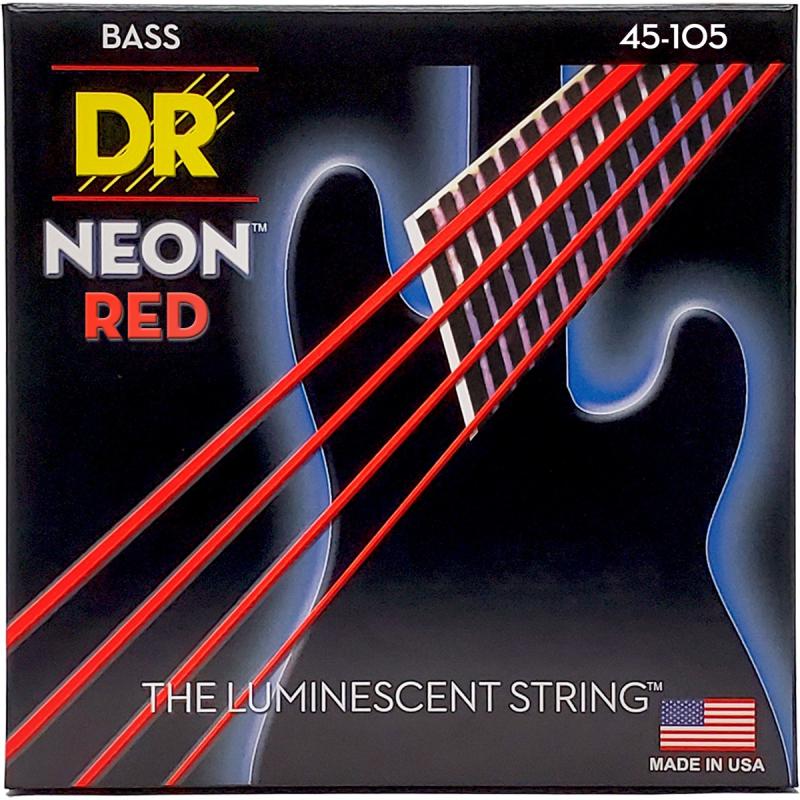 DR Strings NRB-45 Hi-Def neon red bas-strenge, 045-105