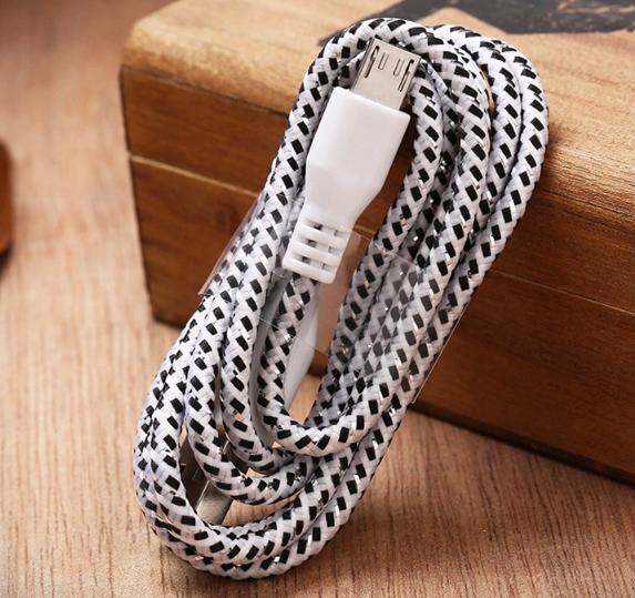 Holdbart Micro-USB Kabel 1m Sort/Hvid - Hurtig Data & Opladning