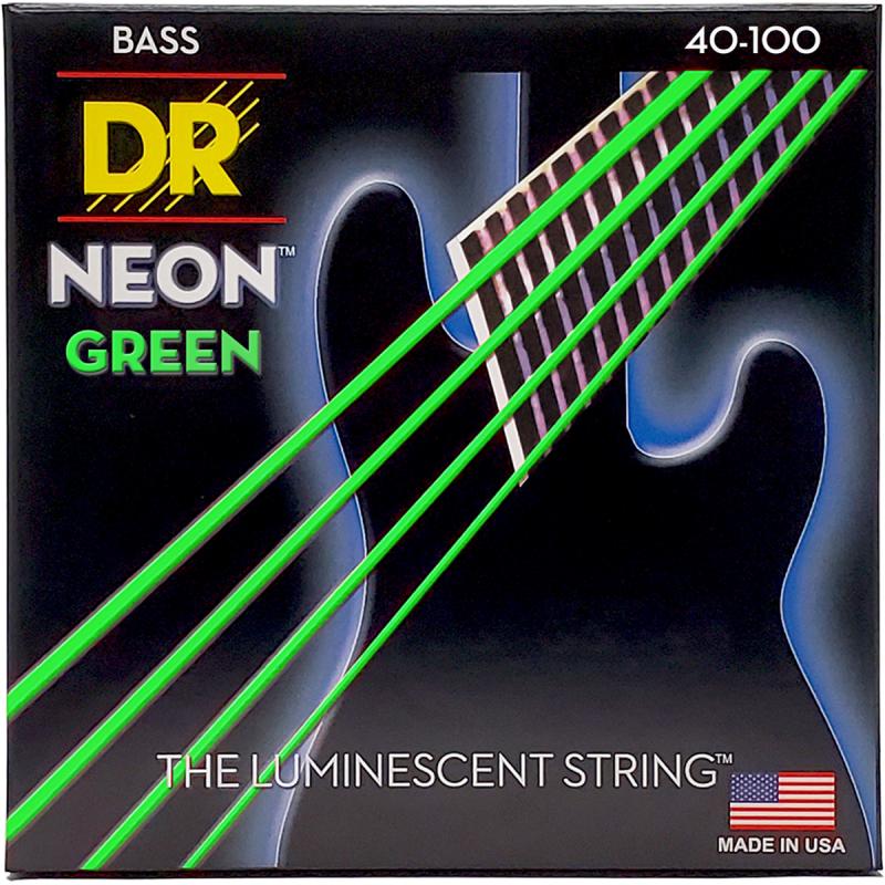 DR Strings NGB-40 Hi-Def neon green bas-strenge, 040-100