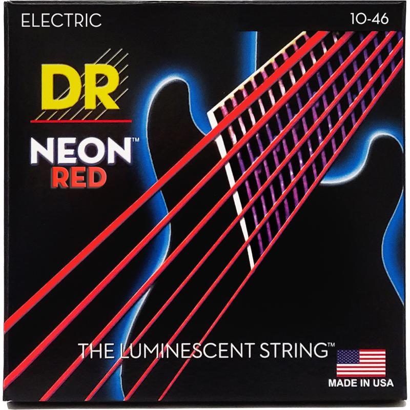 DR Strings NRE-10 Hi-Def neon red el-guitar-strenge, 010-046