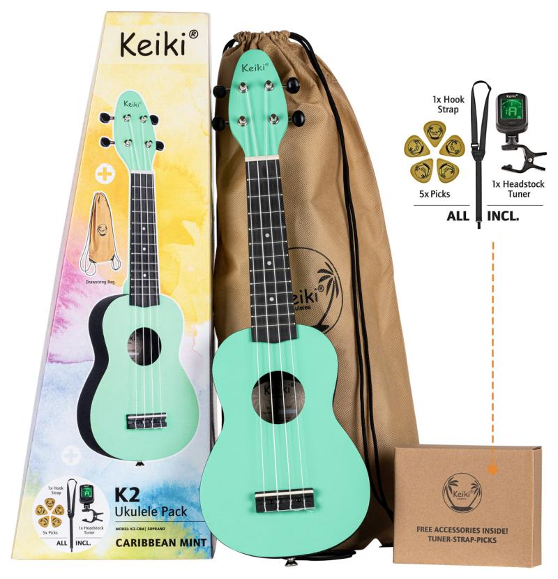 Ortega Keiki K2-CBM Sopran Ukulele Pack - Caribbean Mint