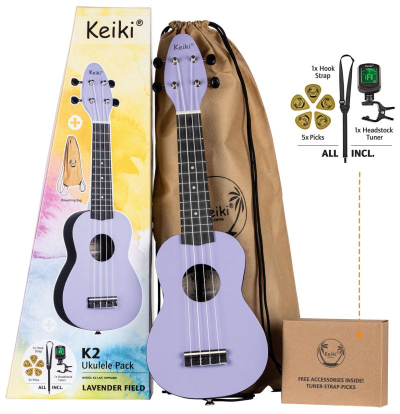 Ortega Keiki K2-LAF Sopran Ukulele Pack - Lavender Field