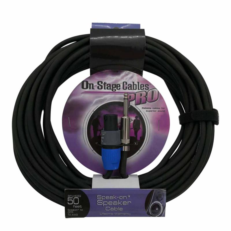 On-stage SP14-50SQ speakon-til-jack-kabel 15 meter