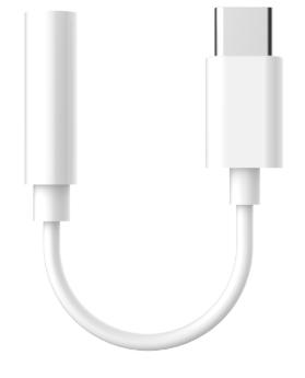 USB-C til Minijack Adapter kabel 15cm - Hvid